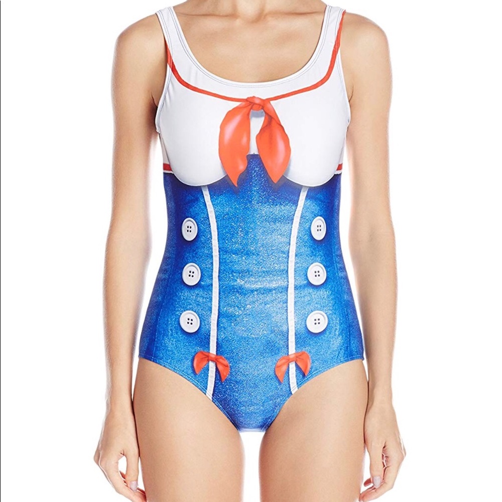 COPY - 1 pc sailor swimsuit Medium , novelty swim…